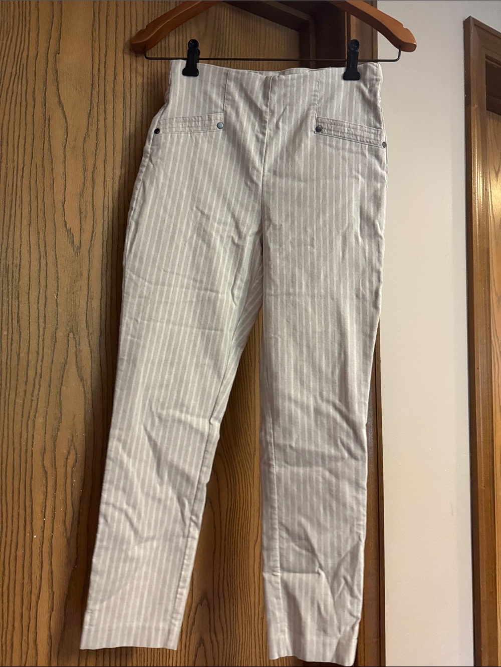 Maurices White Pinstripe Straight Leg Jeans